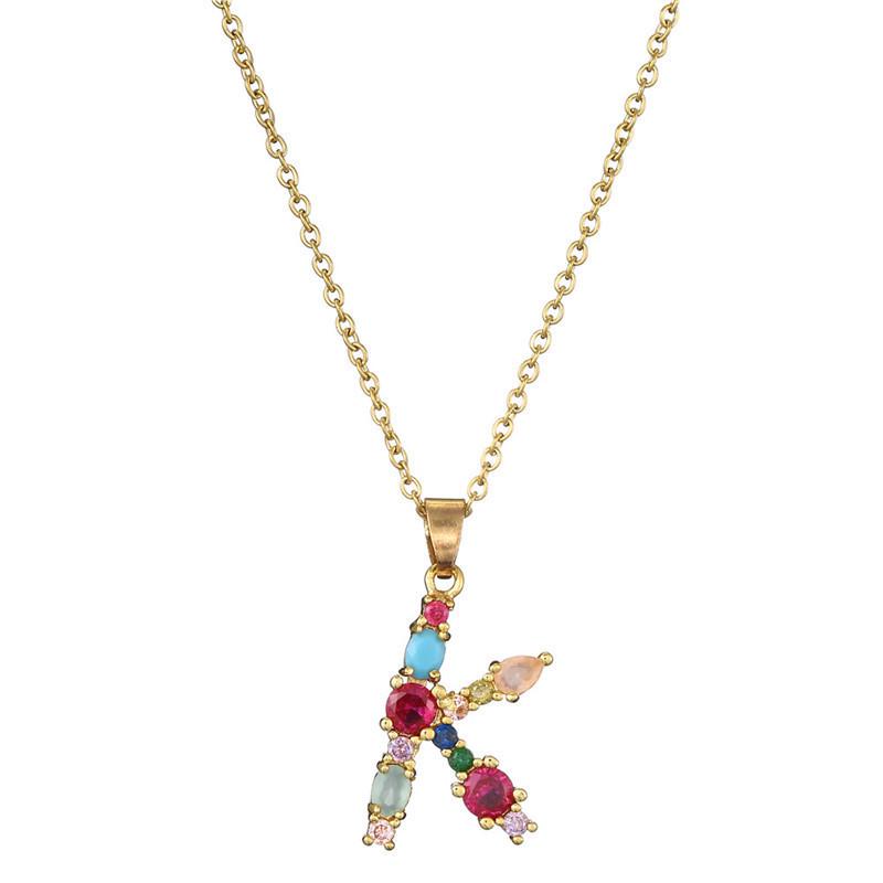 Catena Personalizzata per Clavicola Hip-hop: Collana con Ciondolo Alfabeto in Rame e Zircone
