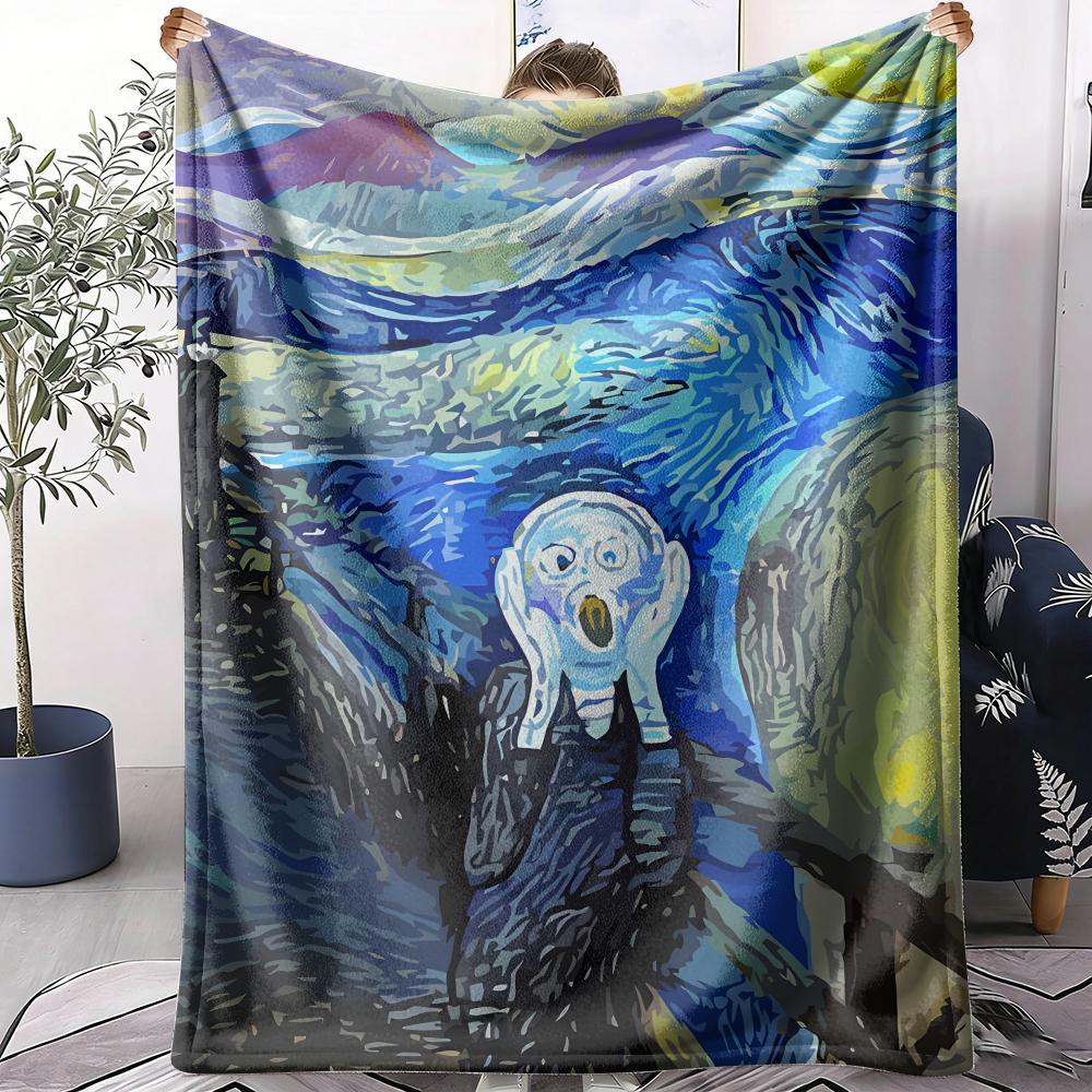 The Scream Painting Throw Soft Flannel AC Blanket Lightweight Summer Nap Throw Cozy Blanket for Sofa Bed Travel Home