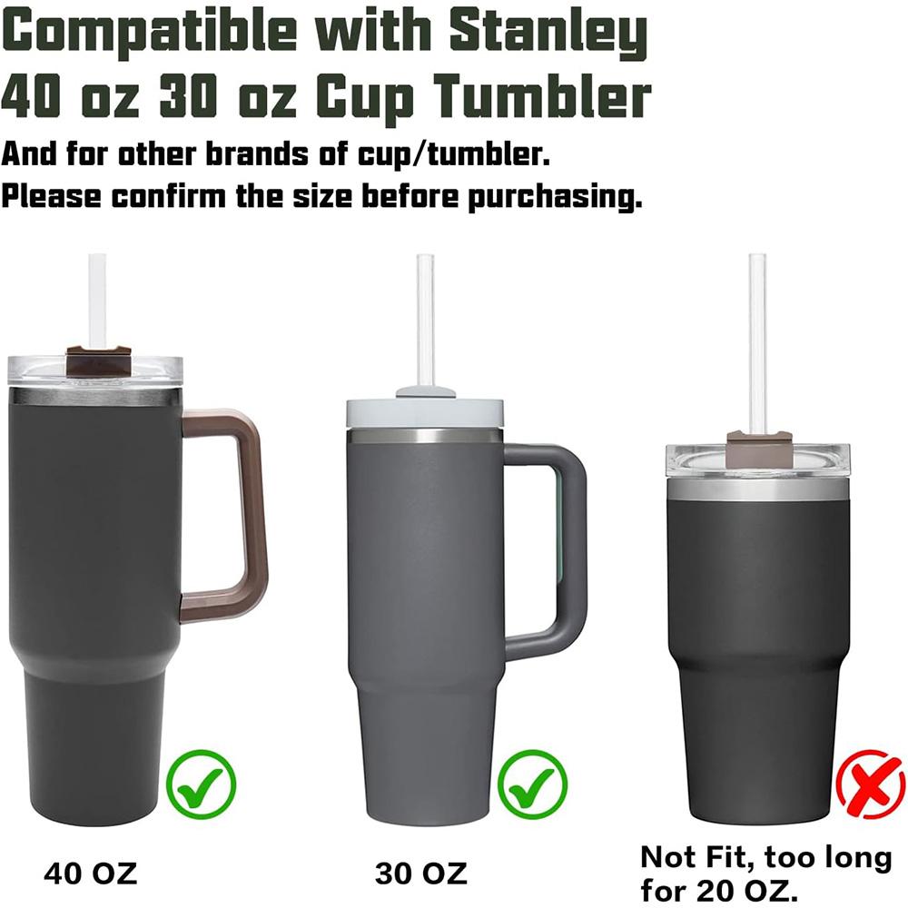 31cm 8pcs PE Reusable Straw with Cleaning Brush, Plastic, Clear,Replacement Straw Compatible for Stanley 40 Oz 30 Oz Cup Tumbler