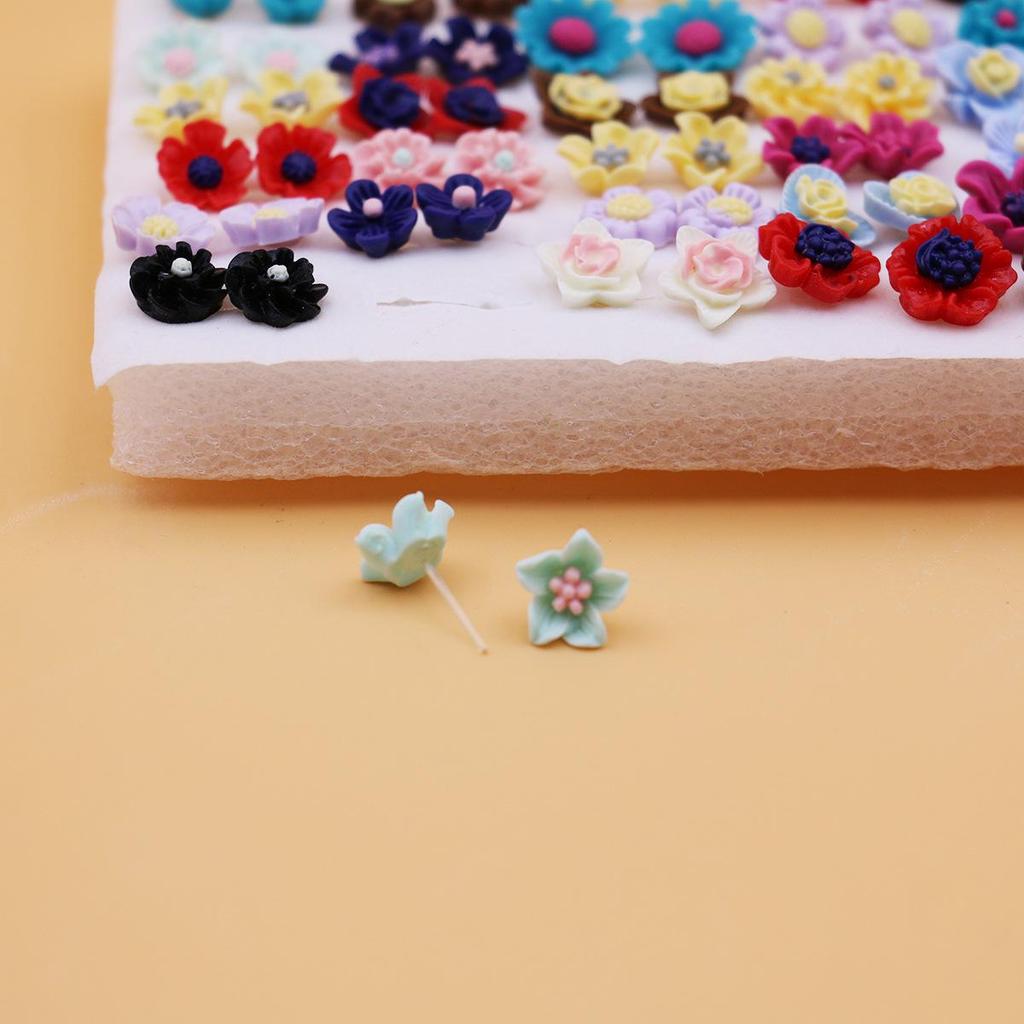 36 Pairs Mixed Color Resin Flower Stud Earrings Gift Set for Women