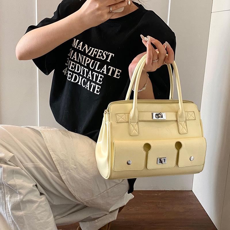 

Нишевая дизайнерская женская сумка-мессенджер в новом ретро-стиле, модная и крутая текстура, сумка под мышкой жёлтый