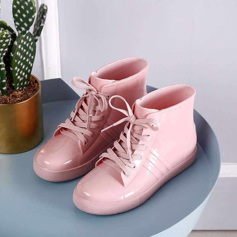 Jelly transparent non-slip fashion waterproof shoes rain shoes rain boots rubber shoes overshoes velvet cotton water boots women's short tube adult su