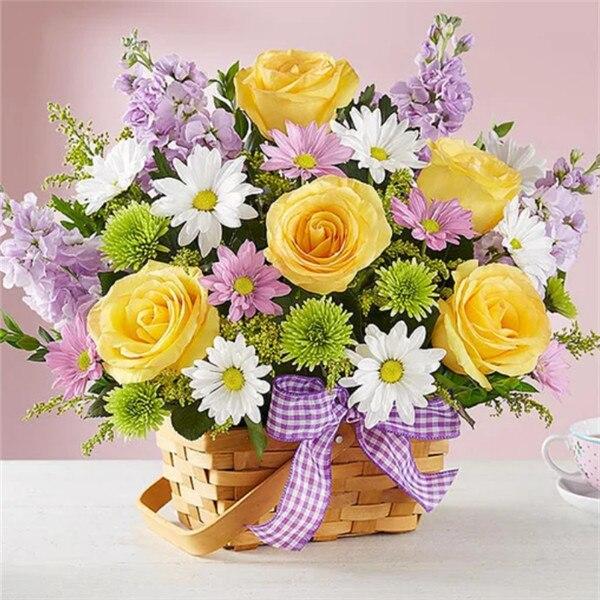 5D DIY Diamond Painting Flower Vase Cross Stitch Full Round Drill Diamond Embroidery Mosaic Picture of Rhinestones Decor Gift