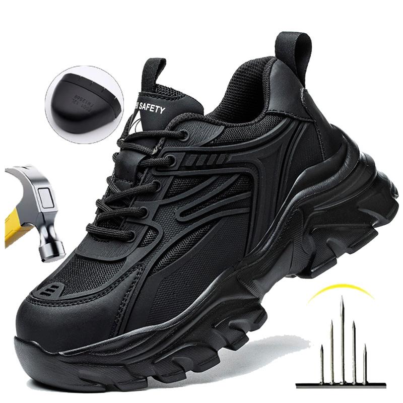 Work Safety Shoes Women Work Sneakers Breathable Construction Shoes Steel Toe Safety Boots Lightweight Anti-Puncture Work Boots