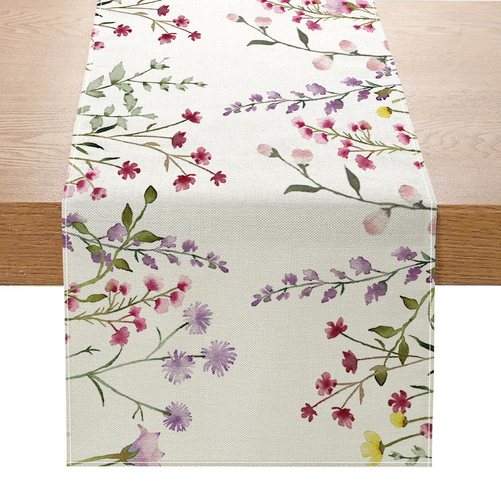 Flax Printed Table Flag Plant Flowers Sub-home Decorative Table Cloth Porch Cabinet Tea Table Cloth