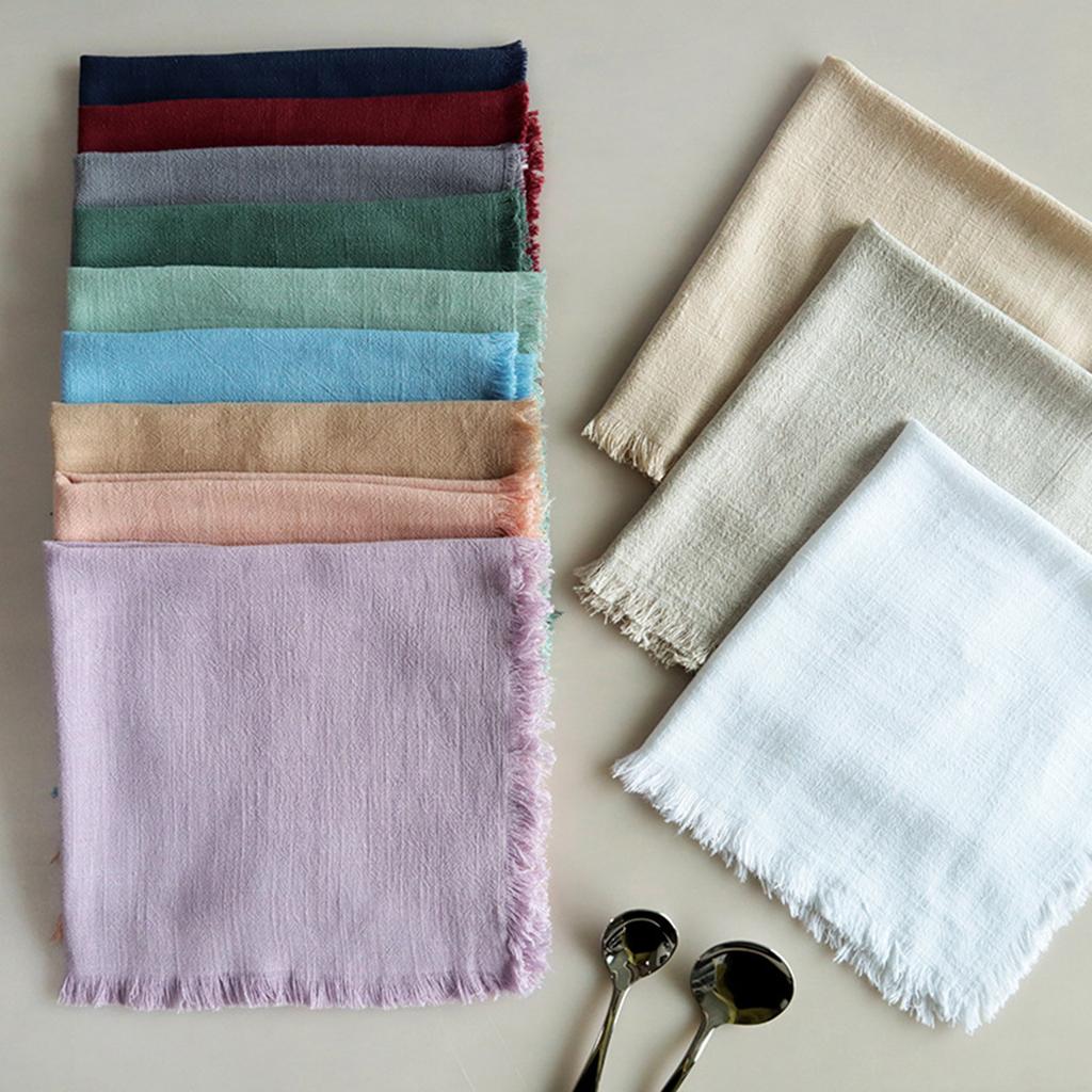 Linen Dinner-Napkin with-Fringe Trim Handmade-Cloth Napkins Delicate Washable-Table Napkins with-Fringe Restaurant Use