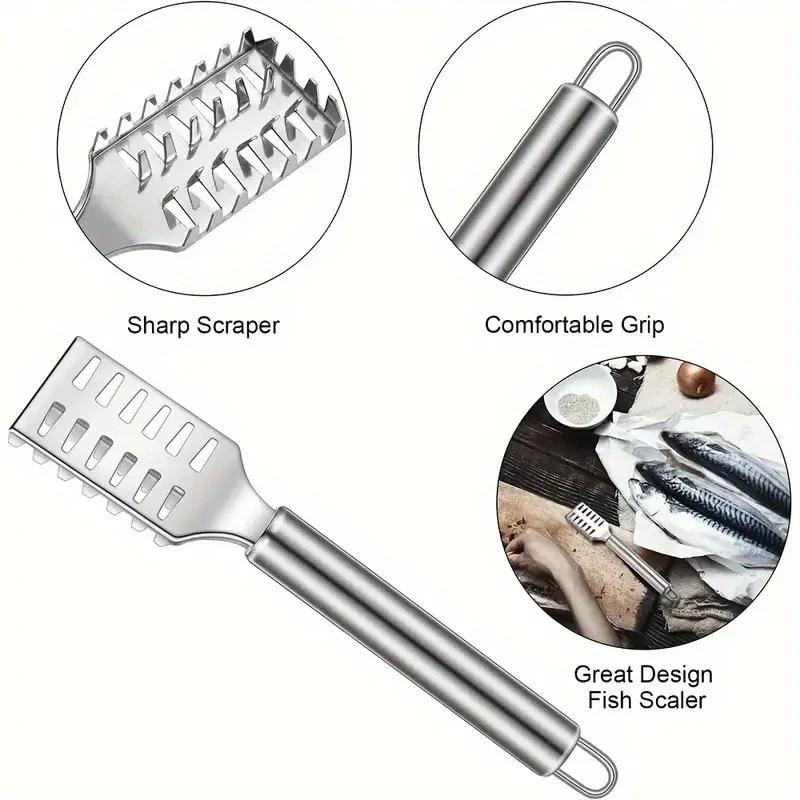 Fish Scaler Stainless Steel, Premium Fish Scale Remover Integrated Casting, Duty Sawtooth Fish Descaler Tool, Fishes Scaler Tool