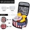 American USA Flag Print Lunch Bag for Women Kids Reusable Tote Bag Cooler Insulated Lunch Box for School Office Work Picnic