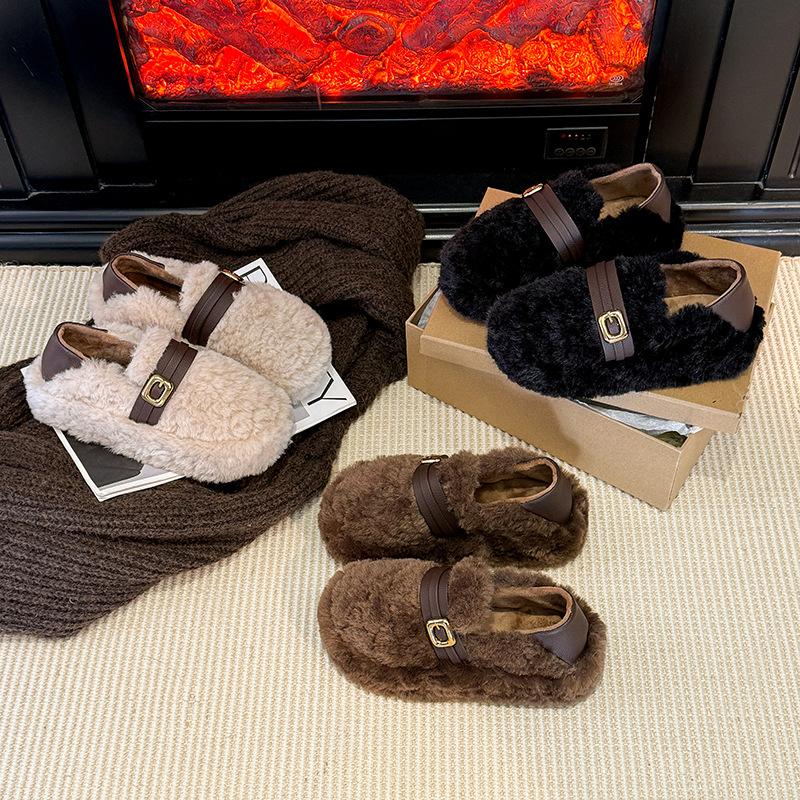 Fashion Retro Versatile Doudou Cotton Shoes Women's Autumn and Winter New Soft-soled Thin Shoes
