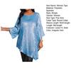 Women Tops Round Neck Ninth Length Sleeve Mid-length Blouse Sparkling Irregular Hem Loose Fit Tee Shirt Daily Wear