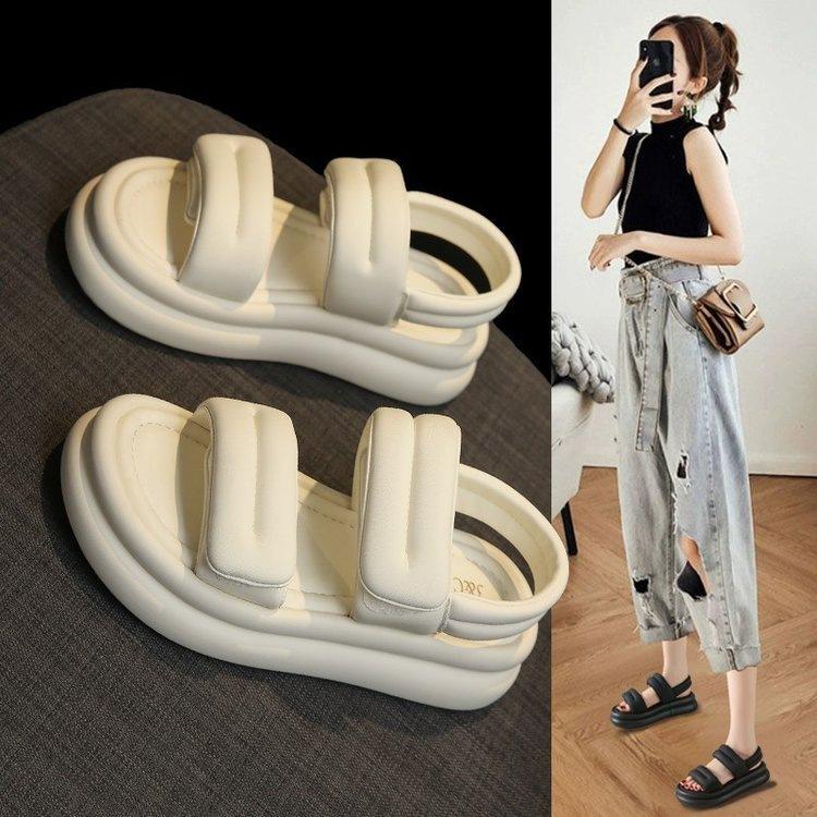 Dopamine sandals women's outer wear 2025 new summer platform Velcro sandals gentle wind casual beach sandals