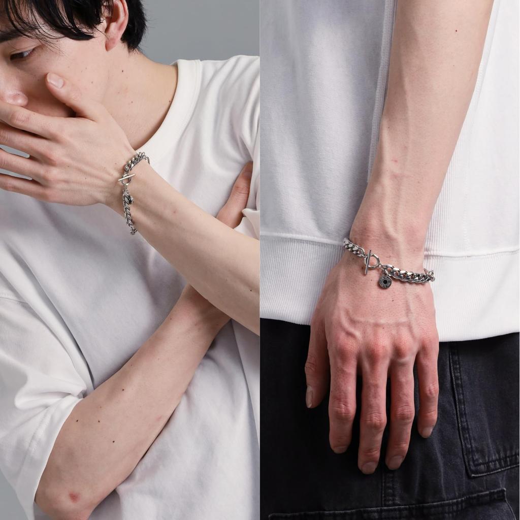 Bracelet Comfort Chain Bracelet Surgical Stainless Steel Allergy Directly Managed Cut Kihei [Lion Heart] LH-1 (Metal Compatible) Men's (With Pouch) (M