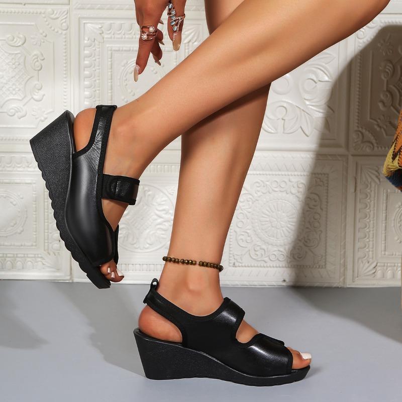 Módní Pohodlné Kožené Boty Střední Podpatek Sandály 2025 Dámské Platformové Klínky Sandály Kancelář Mama Denní