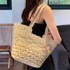 Women Straw Woven Tote Bag Handmade Rattan Beach Bag Large Capacity Summer Shoulder Bag Boho Holiday Handbag