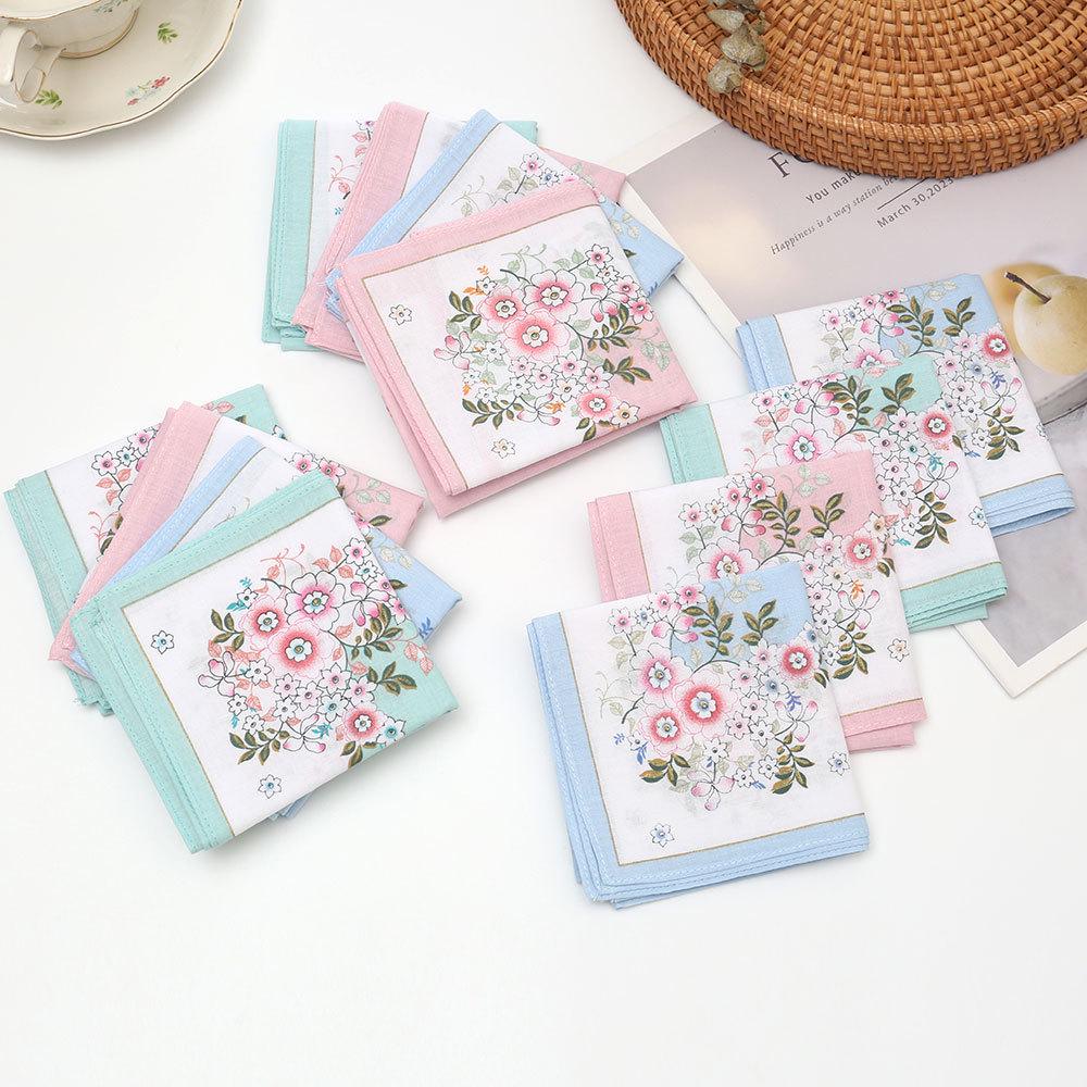 43cm Premium Cotton Floral Handkerchief: Sweat-Absorbing Gift for Moms & Teachers