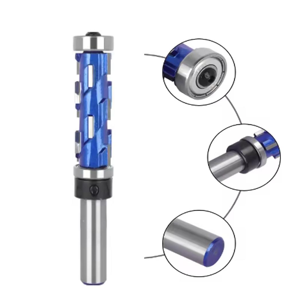 Carbide Milling Cutter 12mm 1/2" Shank Flush Carbide End Mill Solid Spiral Double Bearing CNC Router Machine Bit For Woodworking