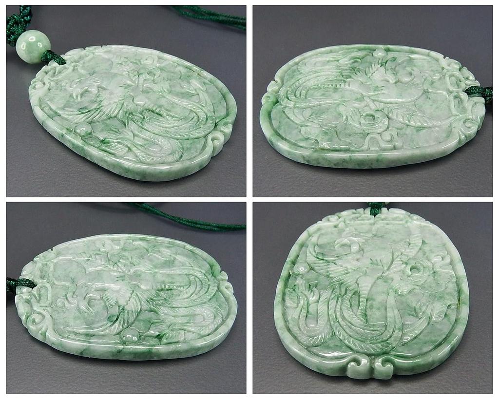 Stone Street Phoenix Carving High-Quality Jadeite Natural Stone Necklace Noble Queen Amulet