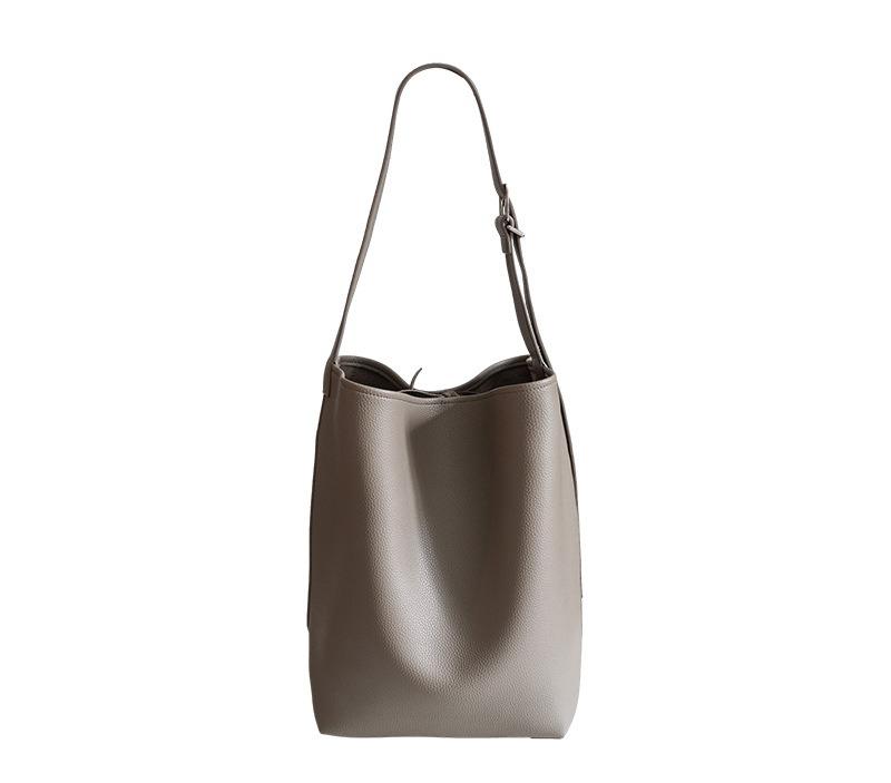 

1pcs Litchi Pattern Bucket Bag Casual Tote Bag Computer Storage Crossbody Bag Is An Ideal Clothing Accessory серый
