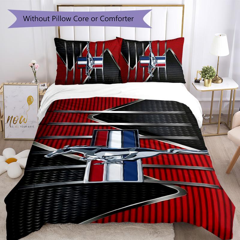 Mustang 3pcs Bedding Set Duvet Cover Closure Includes 1 Duvet Cover & 2 Pillowcases for All Seasons Bedroom Home Dorm Decor