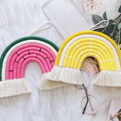 Fruit Rainbow Deer Macrame Hand Woven Nursery Room Cloud Room Tapestry Decor