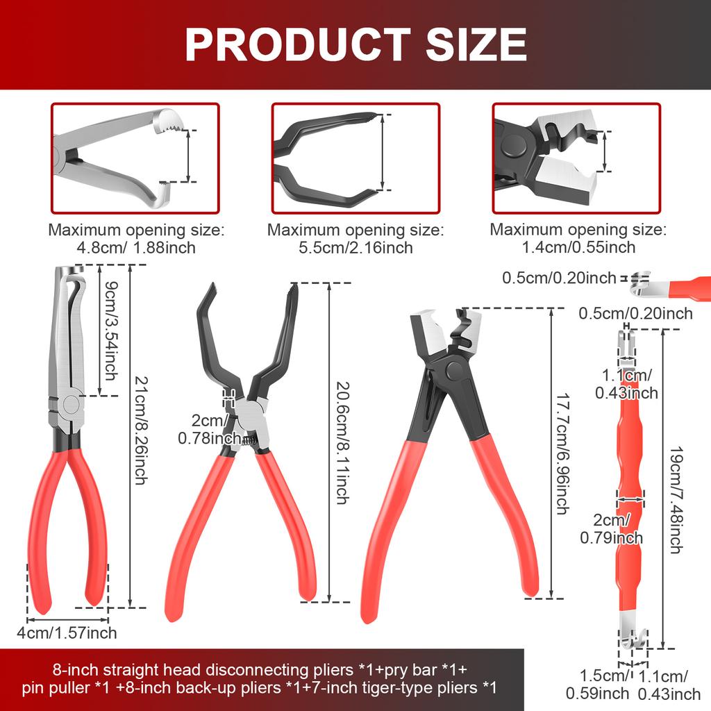 5 Pcs Electrical Disconnect Pliers Cars Automotive Electrical Connector Disconnect Tools with Terminal Removal Tools Kit for Car