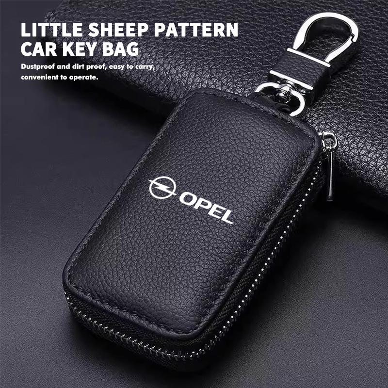 Portfelik na klucze z logo samochodu Skórzana torba do przechowywania kluczy Etui na klucze zapinane na zamek Błyskawiczny Akcesoria do Opel Insignia Astra G J F K Vectra C H Corsa C B D