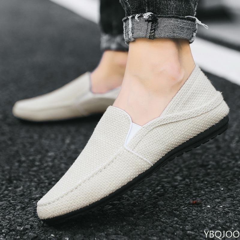 Fashion New men's shoes are breathable, casual soft comfortable fashionable flat shoes Summer men's lazy casual linen canvas shoes