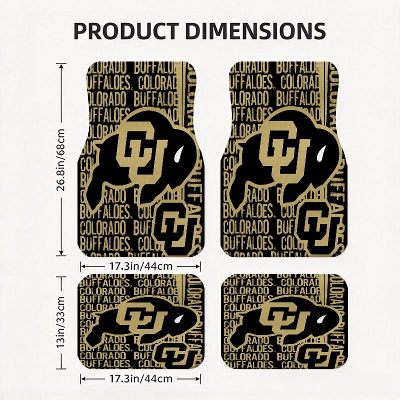 Colorado Buffaloes Black Car Floor Mats Full Coverage All-Season Car Mats, XPE Non-Slip And Wear-Resistant Mats Suitable for SUV Interiors, Textured C