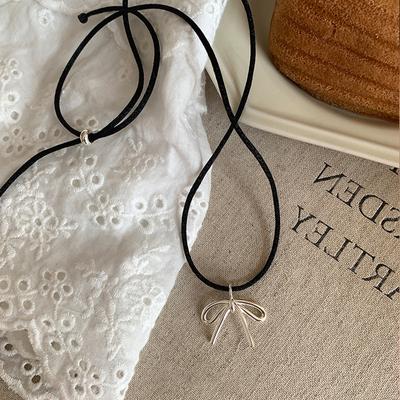 Colar Feminino com Cordão de Laço Design Doce Fofo Gentil Moda Personalidade Versátil Corrente de Pescoço Corrente da Clavícula