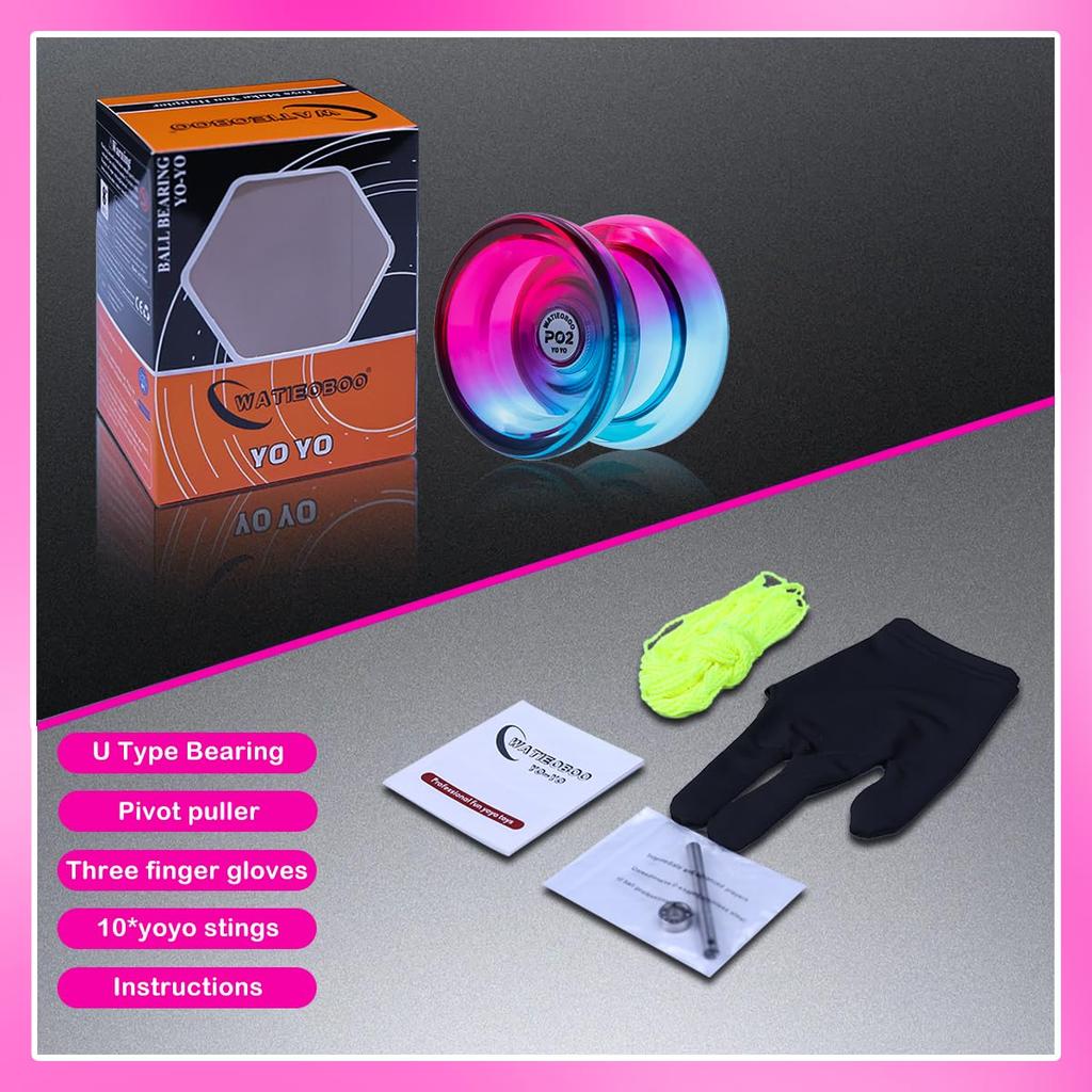 WATIEOBOO P02 Responsive To Suitable for Beginners and Advanced PC Toy Set Yo-Yo 2-Color Set, Non-Responsive Switchable, Adults, Large-Diameter Yo-Yo