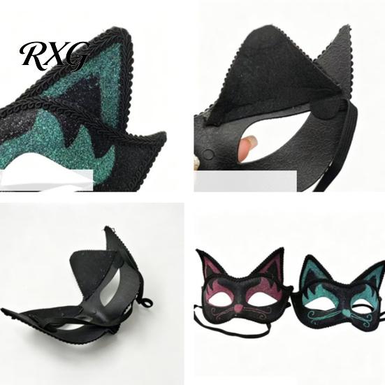 Eye Catching Prom Mask Cat Half Face Mask, Halloween Glitter Venetian Masquerade Flexible Rhinestone Ear for Party Costume Cosplay Lightweight