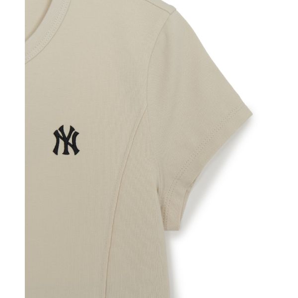 MLB New York Yankees Summer Breathable High-Quality Solid Color Round Neck Short Sleeve Embroidered Basic T-Shirt Women Tops 3FTSB1163-50SAL
