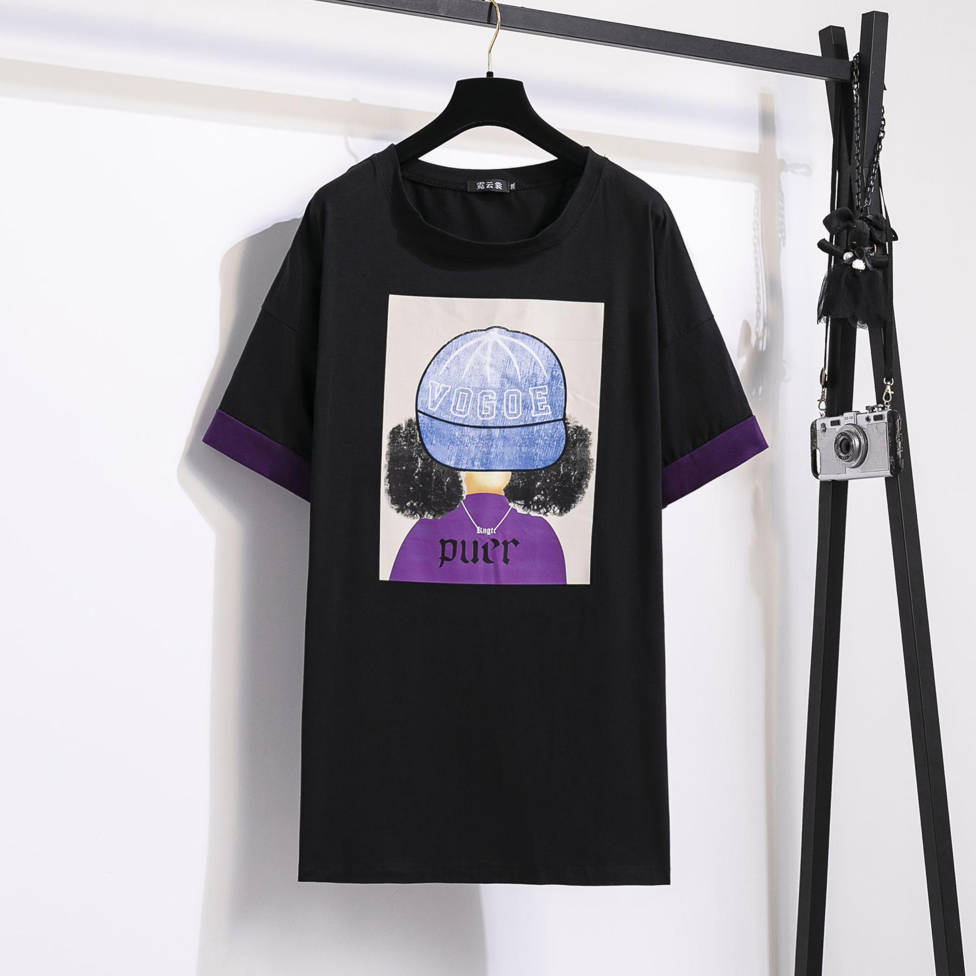 

Летняя женская футболка с короткими рукавами и модным узором, свободные повседневные топы больших размеров, топы с длинными рукавами «летучая мышь» 7XL чёрный