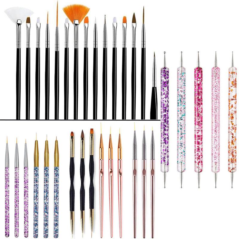 New 3/15PCS Nail Art Brushes Nail Gradient Brush Set French Builder Gel Brush Gel UV Polish Manicure Tools XJS09