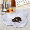 Reptile Bathing Pool Amphibians Accessories Large with Ramp Reptile Water Bowl for Tortoise Turtle Hamster Scorpion Leopard