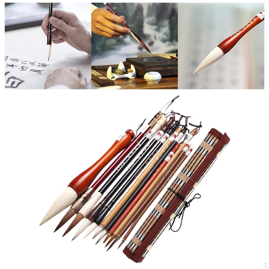 Asian Art Brush Set with Portable Holder - Perfect for and Sumi Painting