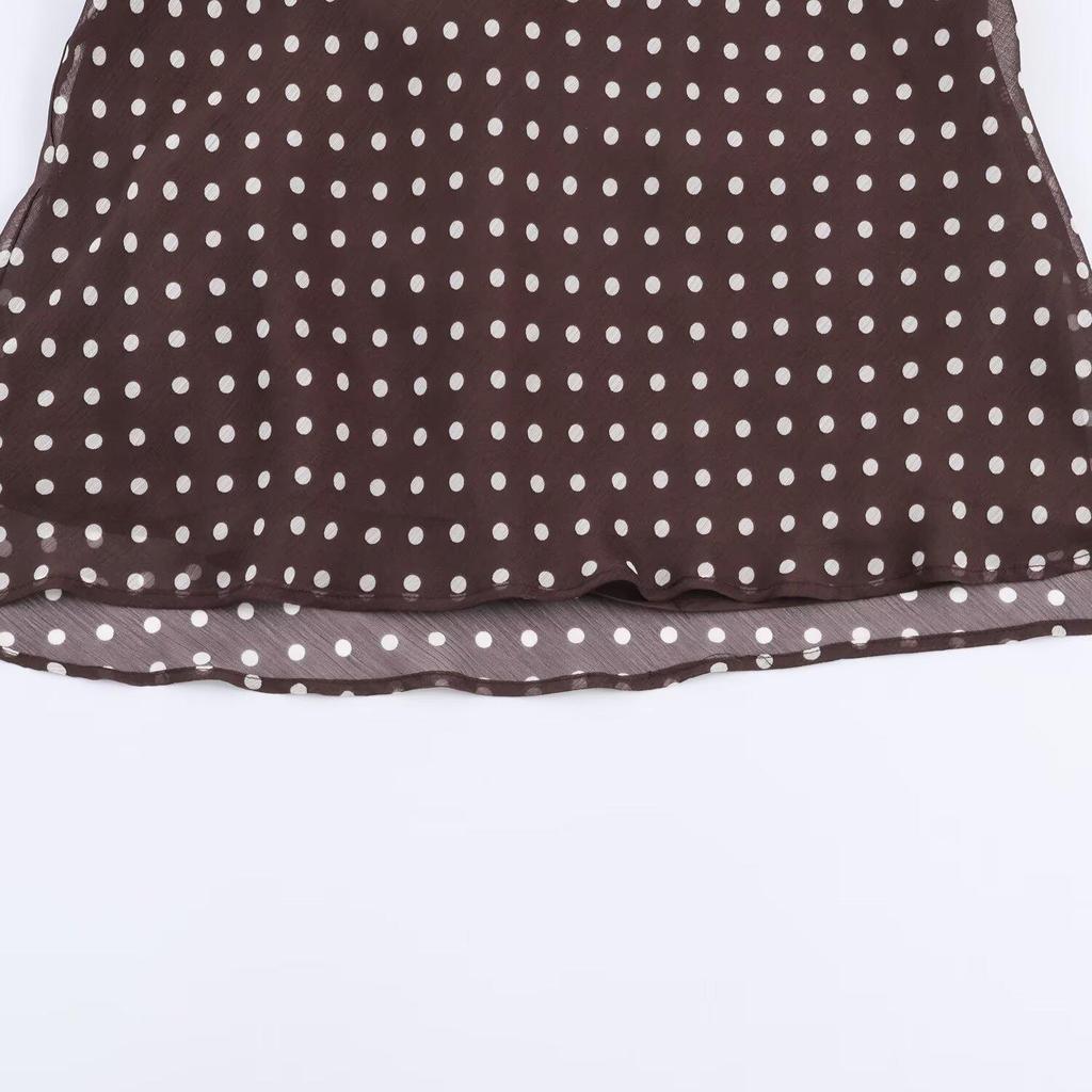 European Spring Polka Dot Halter Neck Top for Women
