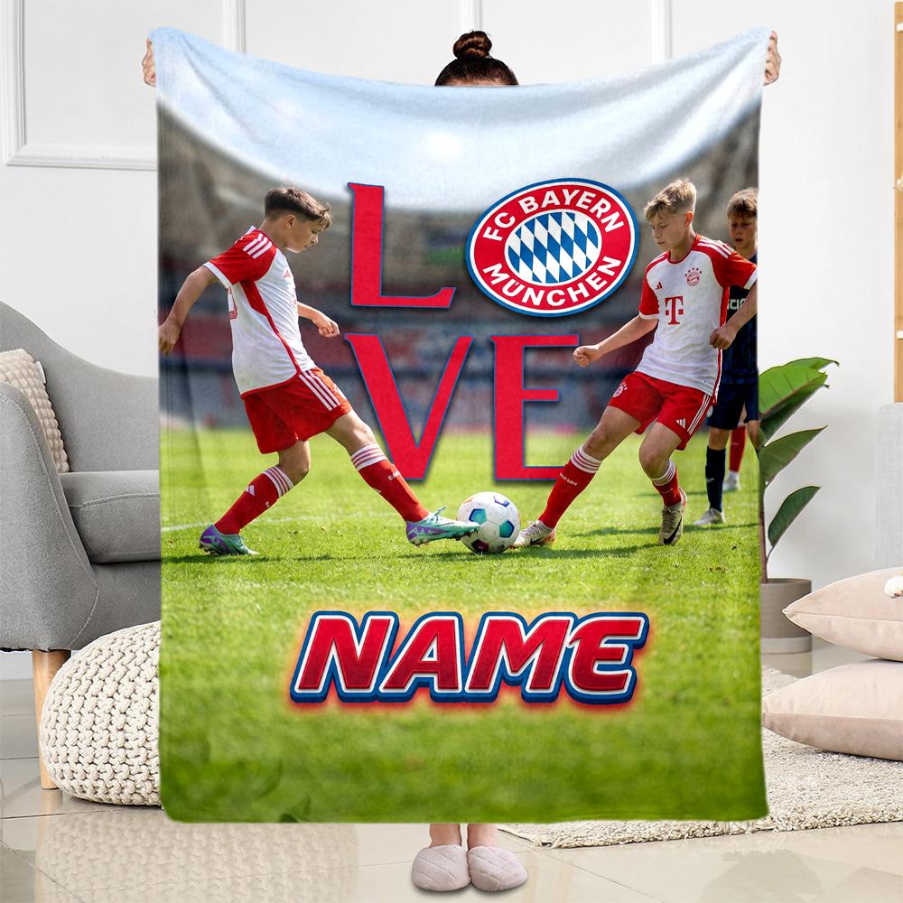Bayern Munich Fan Gear Customize Your Name Blanket Throw Customizable Blanket Ultra-Soft Throw For Nap Chair Bed Sofa Ideal for All Seasons