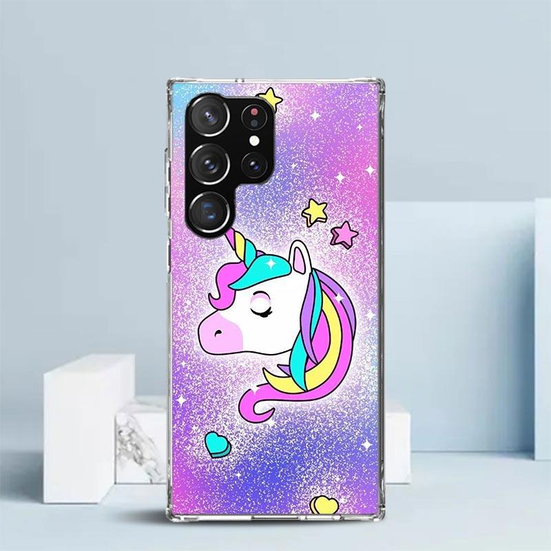 Rosa Einhorn Regenbogen Handyhülle Für Samsung Galaxy S24 S25 Edge S26 Ultra S22 S23 Plus S21 + S20 FE Weiche TPU Rückseite Galaxy S