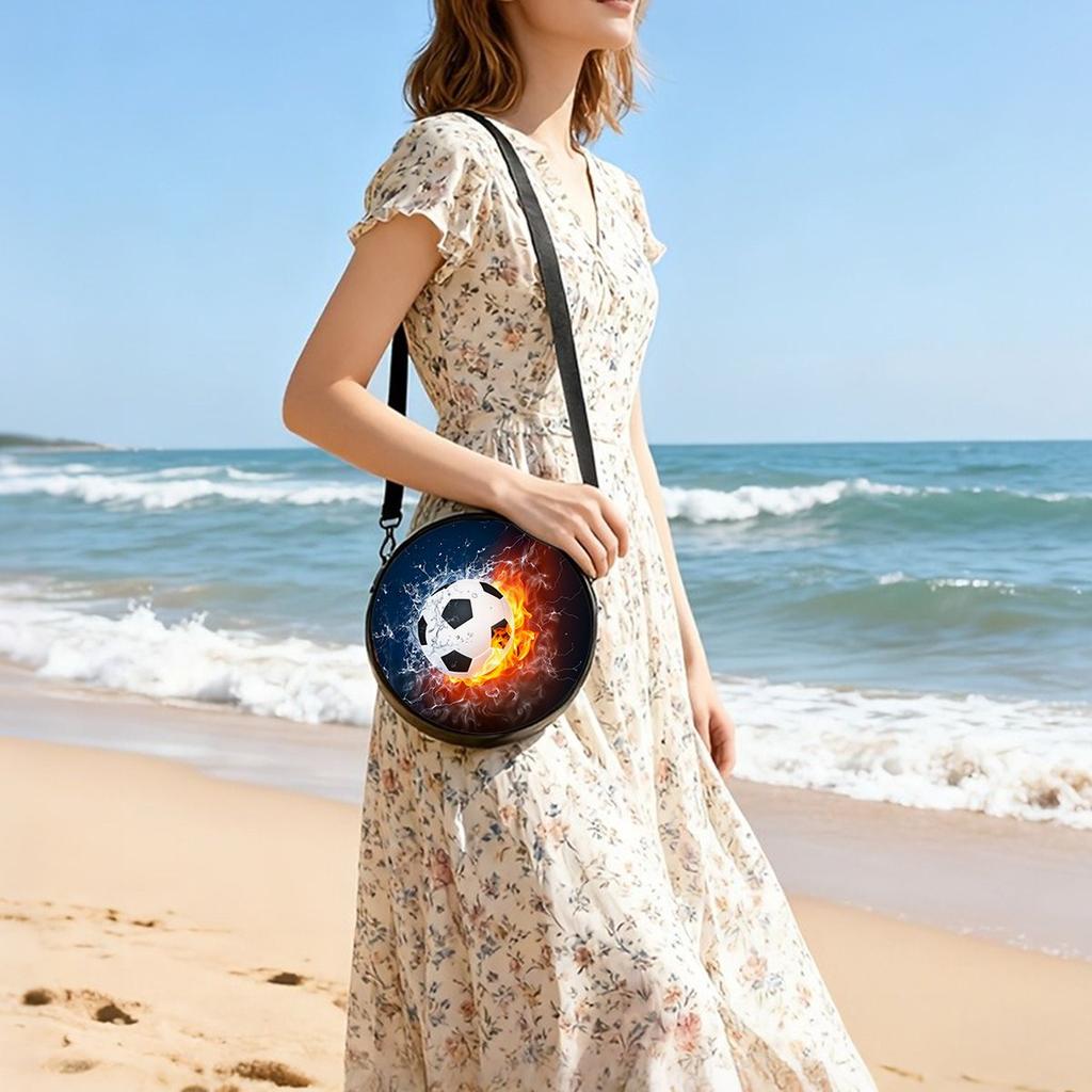 Bolso Redondo con Estampado de Fútbol Bolso Cruzado Casual para Mujer Mejores Regalos Bolso Cruzado Casual Diario Plano 2D