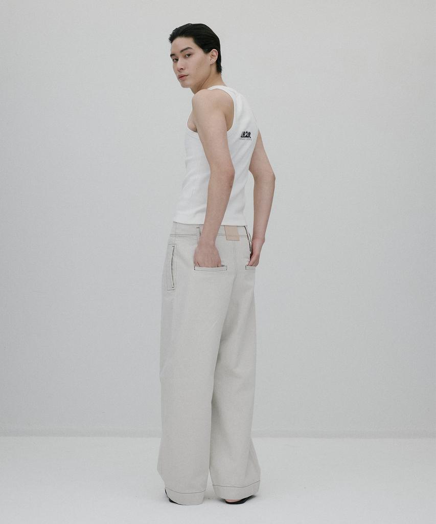 Sunjin New High-Rise Wide-Leg Pants [Ecru]