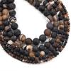 1strand Natural Stone Matte Coffee Stripe Agates Beads Natural Brown Loose Spacer Beads for Jewelry Making Bracelet Pick Size