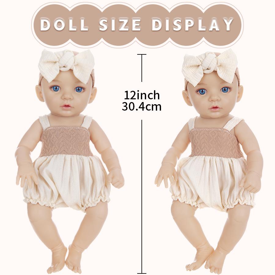 Golden Dress Doll 12 Inch 30cm Super Simulation Rebirth Doll Toy Doll Dress Up Party Soothing Doll, Christmas Gift