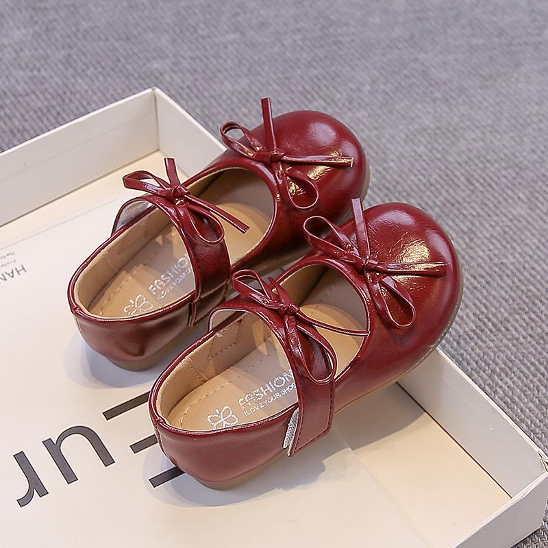 Girls Bow Princess Leather Shoes 2025 Autumn New Children's Baby Beanie Shoes Girls Mary Jane Single Shoes Trend