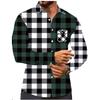 Men's Color Blocking Plaid Trendy Fashion Loose Drop Shoulder Lapel Long Sleeve Shirt