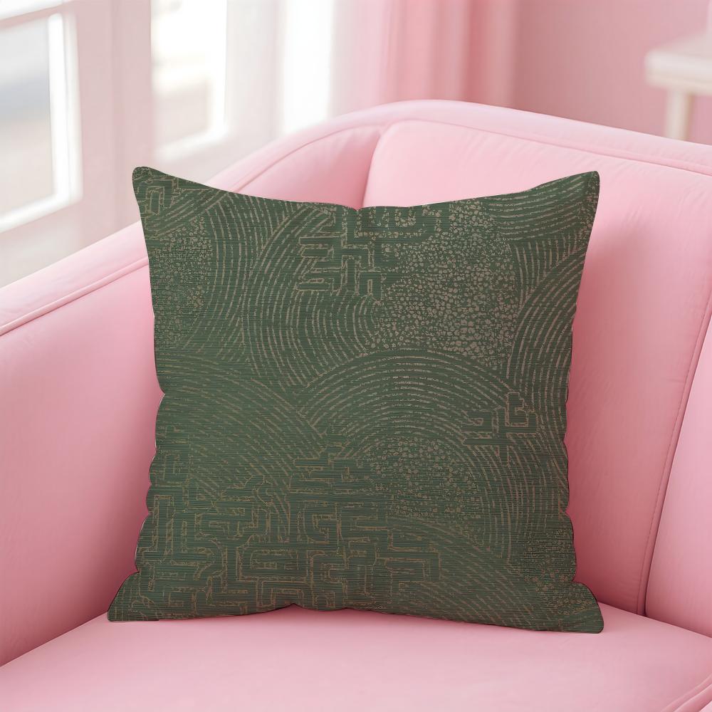 Retro geometric abstract print Cushion Cover Pillowcase Short Plush Invisible zipper Room Sofa Cushion Cover