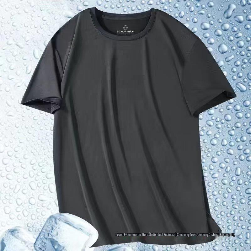 Herren Schnelltrocknendes Atmungsaktives Eis Seiden Netz T-Shirt - Einfarbige Kurze Ärmel, Übergröße
