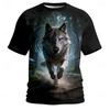 Men's Summer Crew-Neck T-Shirt with Cool Lion Print Casual Short-Sleeve Loose-Fit Pullover Fashionable Street Style for Men