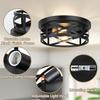 Metal Black Cage Farmhouse Flush Mount Ceiling Ligh, Industrial Close To Ceiling Light, Rustic Style, IP44, Suitable for Hallway, Kitchen, Bedroom, En