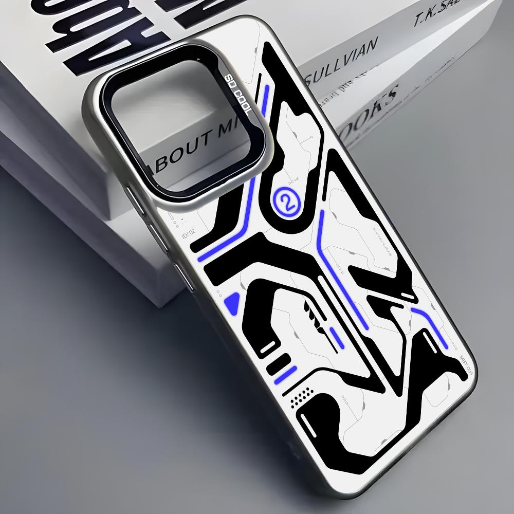 Cool Mech Mechanical Cyber Phone Case For iPhone 16 15 14 13 12 11 Pro Max Grey Black Matte Laser Metallic Aurora Funda